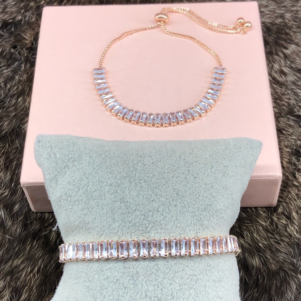 Elegant Rose Gold Bracelet with Clear Stones
